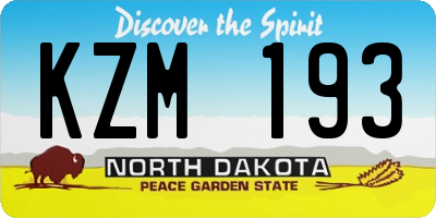 ND license plate KZM193