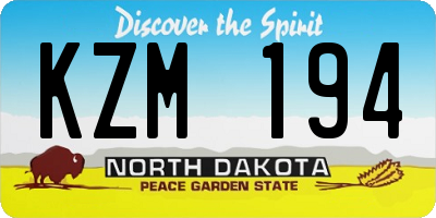 ND license plate KZM194