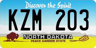 ND license plate KZM203
