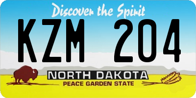 ND license plate KZM204