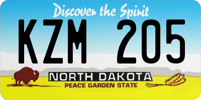 ND license plate KZM205