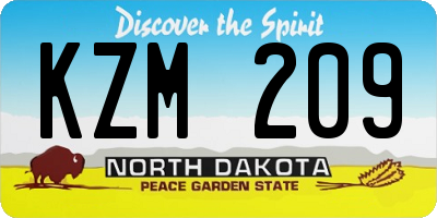 ND license plate KZM209