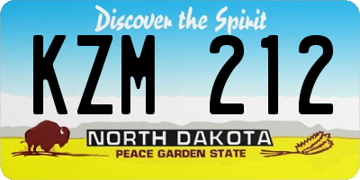 ND license plate KZM212