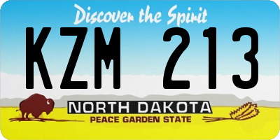 ND license plate KZM213