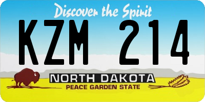 ND license plate KZM214