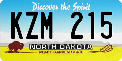 ND license plate KZM215