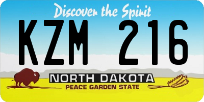 ND license plate KZM216