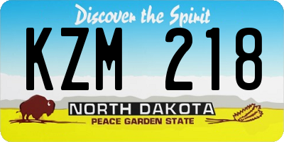 ND license plate KZM218