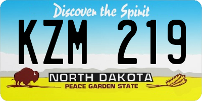 ND license plate KZM219