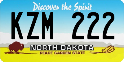 ND license plate KZM222