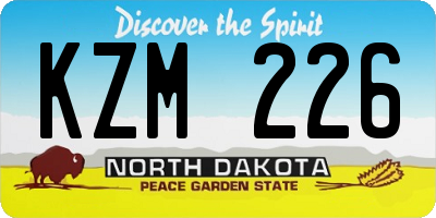 ND license plate KZM226