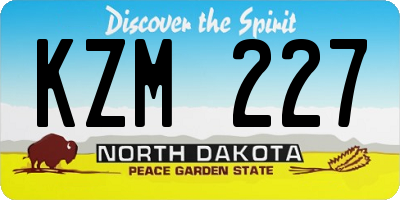 ND license plate KZM227