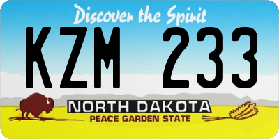 ND license plate KZM233