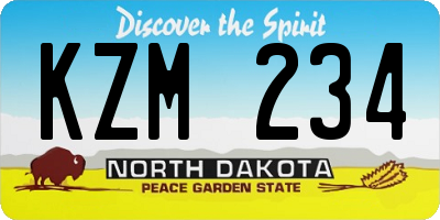 ND license plate KZM234