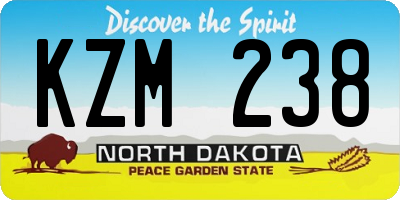 ND license plate KZM238