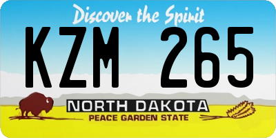 ND license plate KZM265