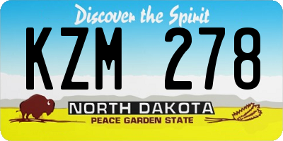 ND license plate KZM278