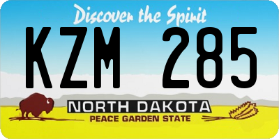 ND license plate KZM285