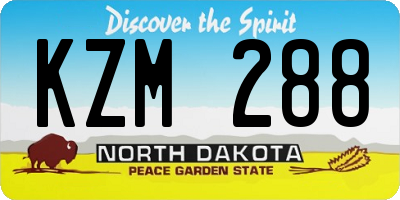 ND license plate KZM288