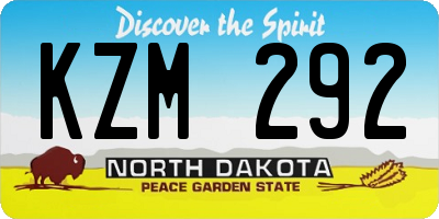 ND license plate KZM292