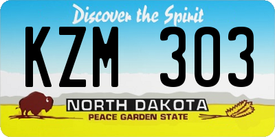 ND license plate KZM303