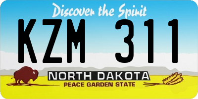 ND license plate KZM311