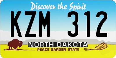 ND license plate KZM312