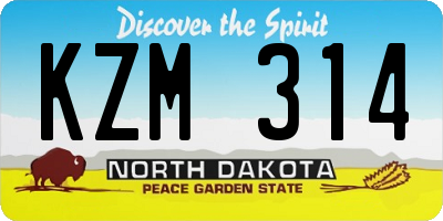 ND license plate KZM314