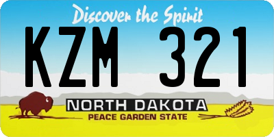 ND license plate KZM321