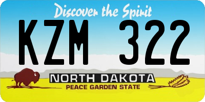 ND license plate KZM322