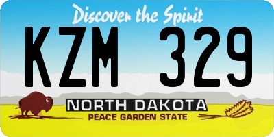 ND license plate KZM329