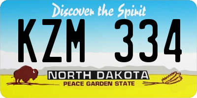 ND license plate KZM334