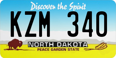 ND license plate KZM340