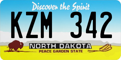ND license plate KZM342