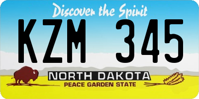 ND license plate KZM345