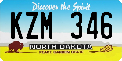 ND license plate KZM346