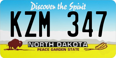 ND license plate KZM347