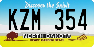 ND license plate KZM354