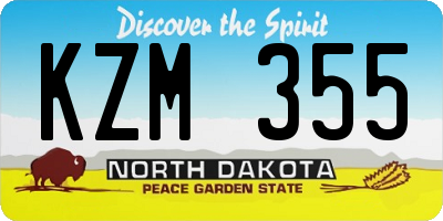 ND license plate KZM355