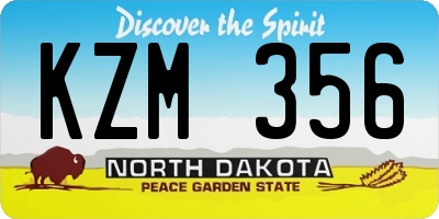 ND license plate KZM356