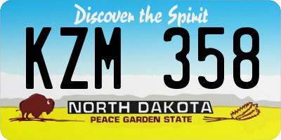 ND license plate KZM358
