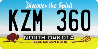 ND license plate KZM360