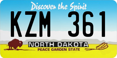 ND license plate KZM361