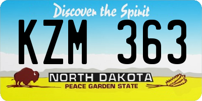 ND license plate KZM363
