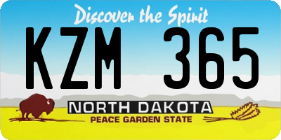 ND license plate KZM365