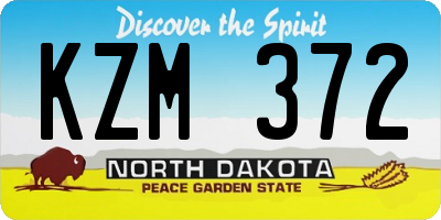 ND license plate KZM372