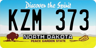 ND license plate KZM373