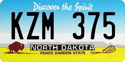 ND license plate KZM375