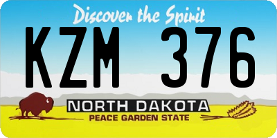 ND license plate KZM376