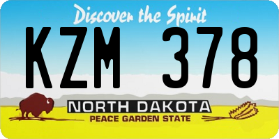 ND license plate KZM378